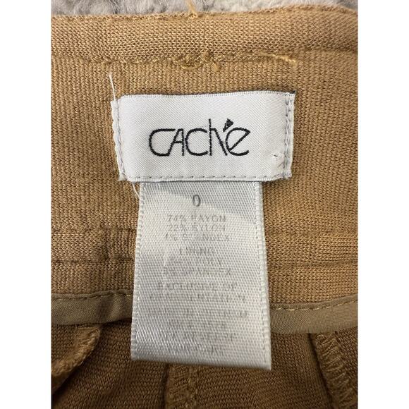 Cache Size 0 Casual Stretch Flat Front Pants Beige Button Zip Pockets Ankle - Picture 10 of 12